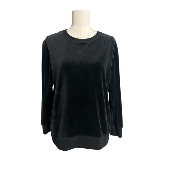 Felina Other - Felina Pajama Shirt Womens Small Black Velour Crew Neck Long Sleeve Lounge Cozy